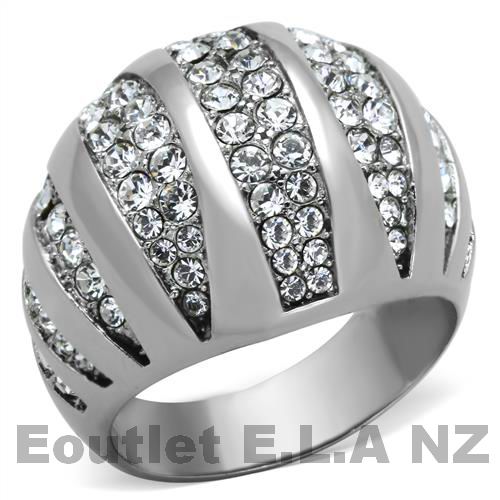 SWAROVSKI CRYSTAL PAVE STAINLESS STEEL RING-SIZE 5/9/10